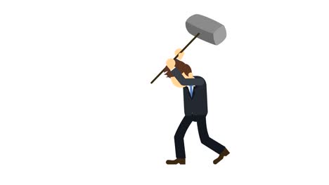 hombre de negocios rompiendo la pared. libertad y concepto de desafío. ilustración de bucle en estilo plano.