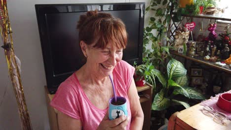 argentinian senior woman drinks mate traditional south american caffeine infused herbal beberage