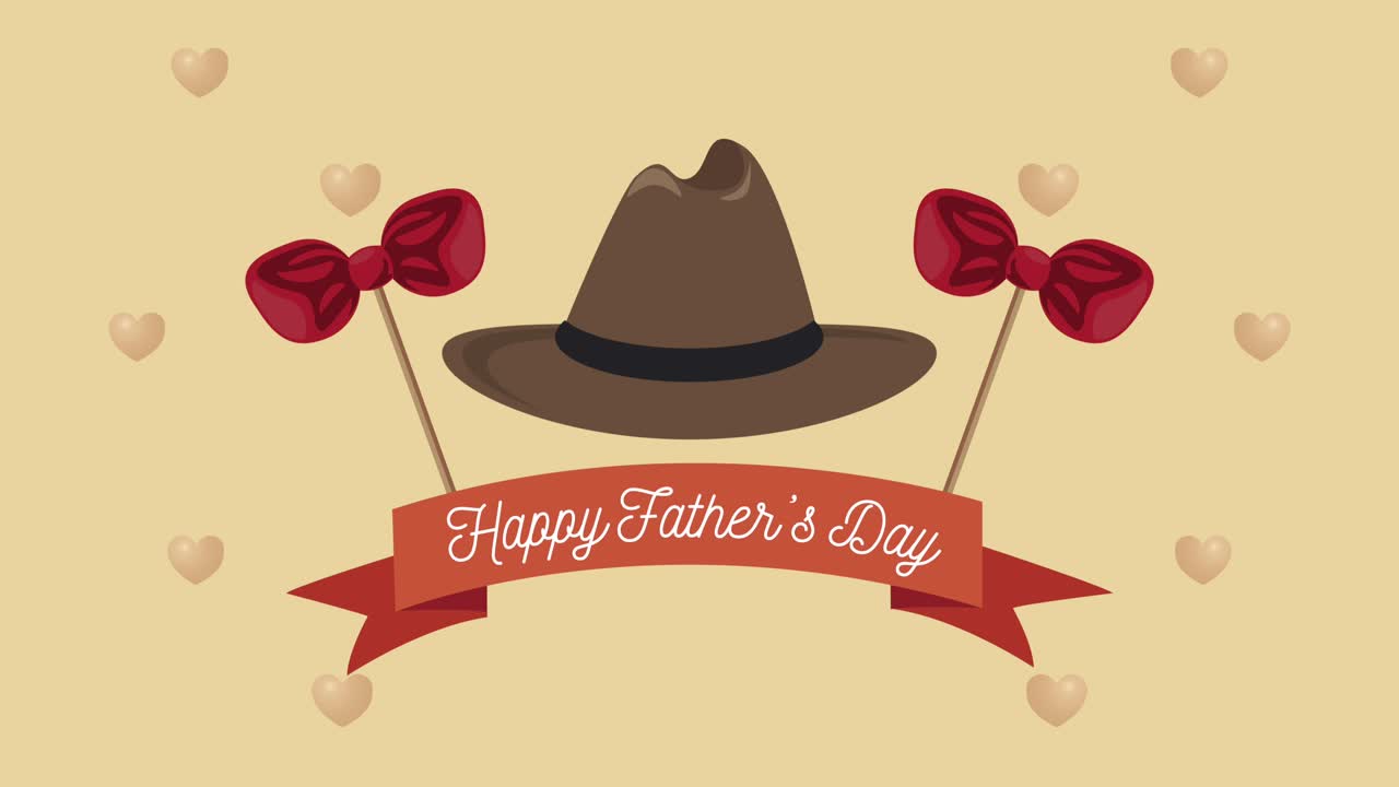 letras del día del padre con animación de sombrero