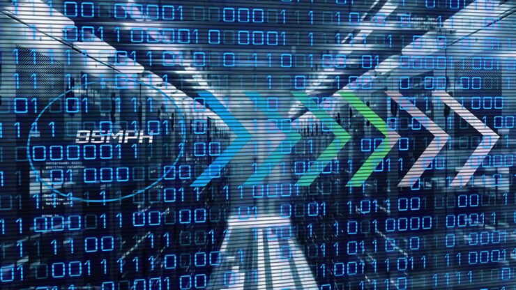 Animation of data processing over server room