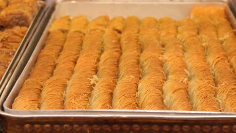 close-up of a tray of delicious baklava