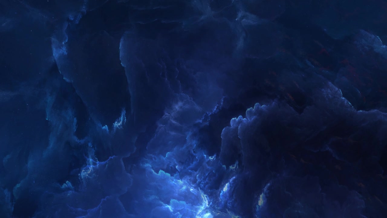 Nuvole di Nebulosa Blu Scuro Astratte che si Muovono nello Spazio Profondo