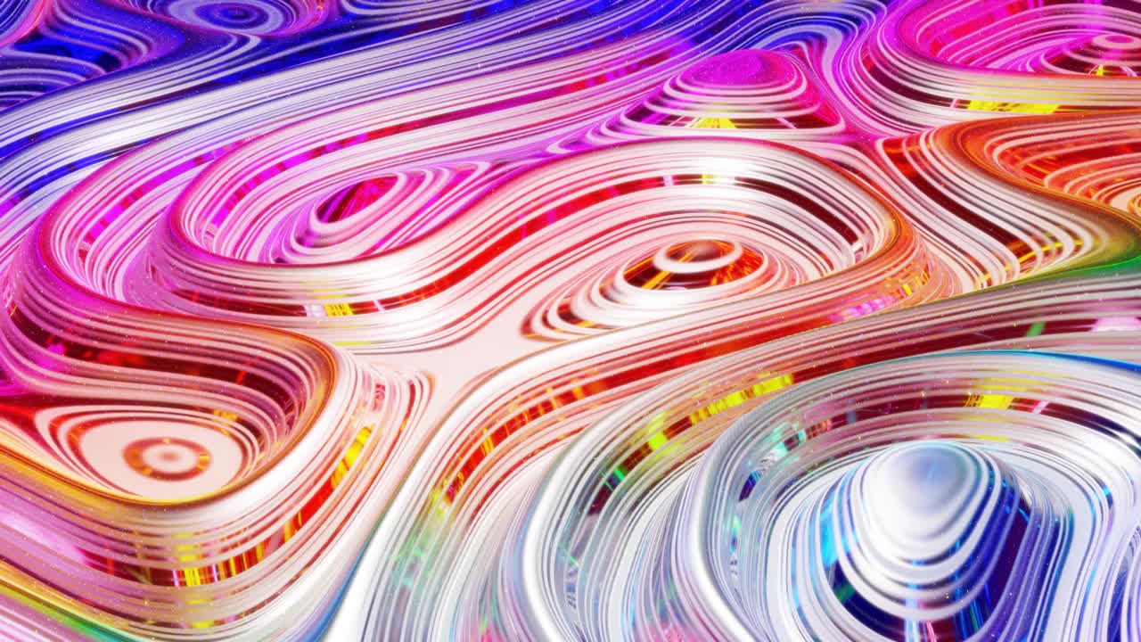 모양, 그라디언트 색상 및 흐름 파동이있는 액체의 아름다운 iridescent 파동 표면, 무지개 반이고 매트 액체, 부드러운 부드러운 애니메이션으로 창의적인 밝은 bg.