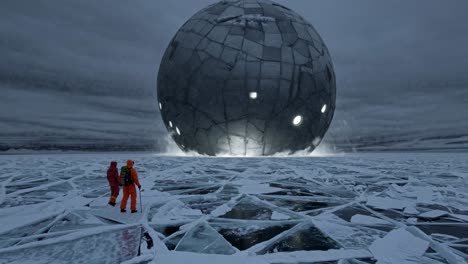 Alien Sphere Lands on Frozen Lake