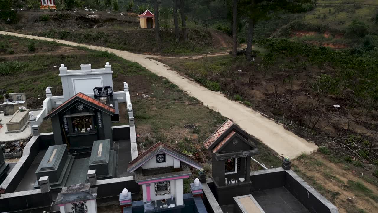 Colorful Gravestones in a Cemetery
