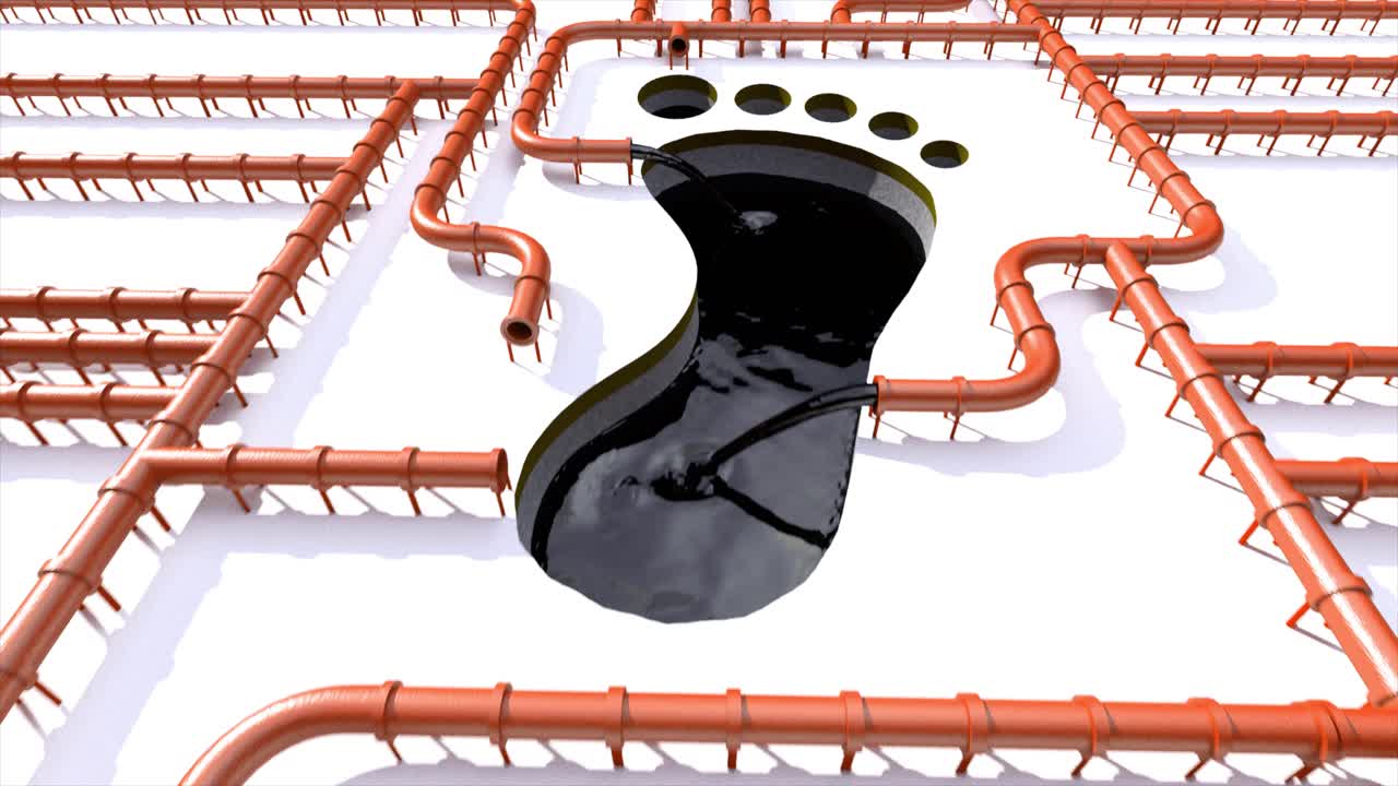 탄소 발자국 오일 오렌지 파이프 라인 발자국 기후 변화