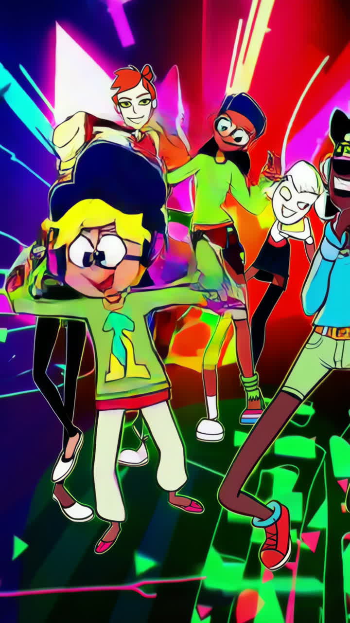 Animated Characters Dancing and Enjoying Music in a Vibrant Setting