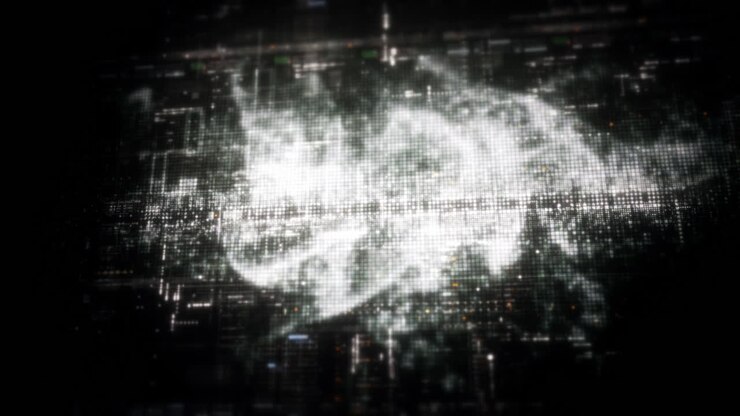 Movimento astratto di particelle con colori vivaci, particelle digitali in movimento, VR, fantascienza futuristica, innovazione tecnologica e sfondo immersivo di cyberspazio