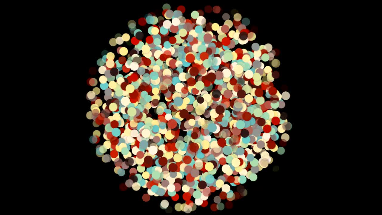 원으로 구성된 다채로운 구. 추상적인 다채로운 배경