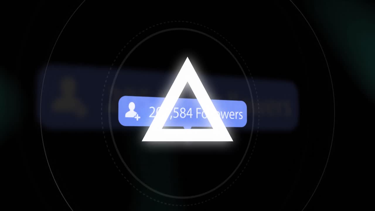 animación de formas sobre seguidores creciente número en fondo negro