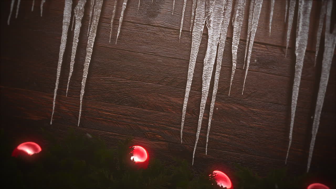 애니메이션 근접 촬영 빨간 공 및 고드름 나무 배경 2
