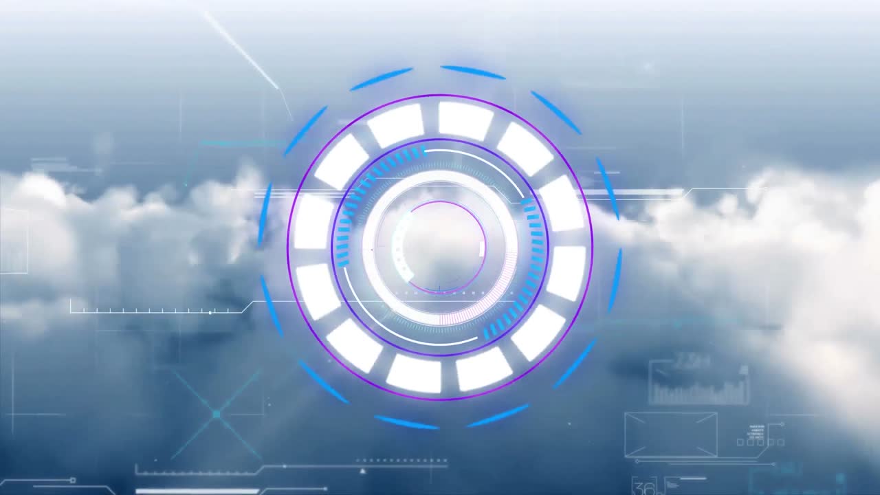 구름 위의 범위 스캐닝과 데이터 처리의 애니메이션