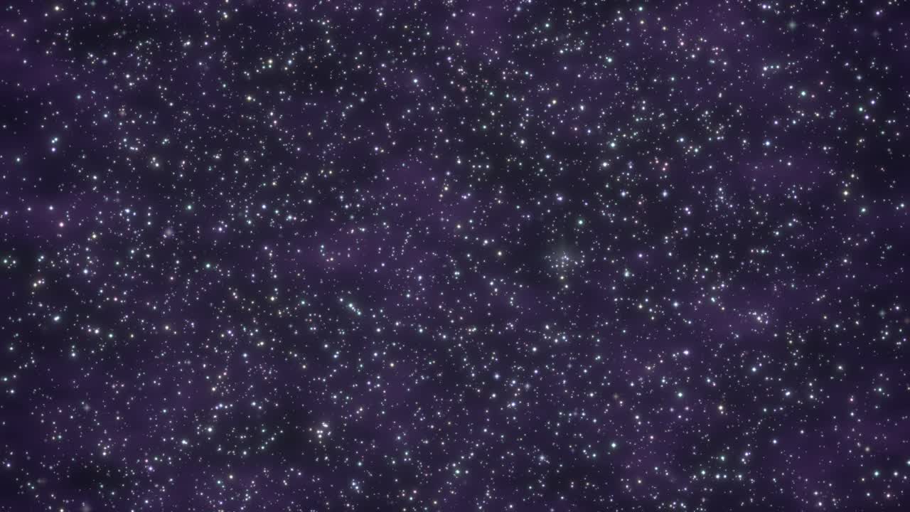 A continuous loop of shimmering stars against a dark purple cosmic nebula background