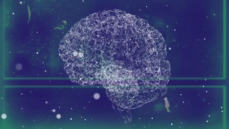 animación del cerebro humano girando con manchas brillantes