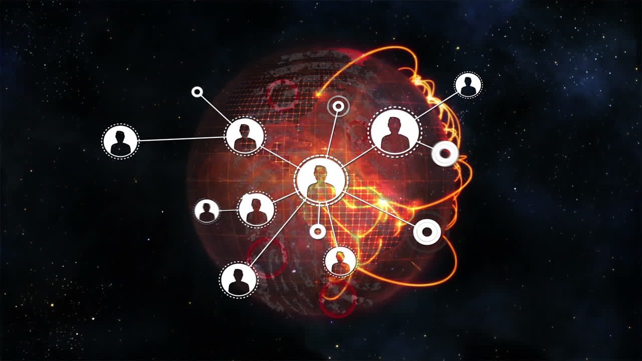 지구와 연결 네트워크의 애니메이션