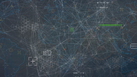 animación de conexiones y datos en fondo gris