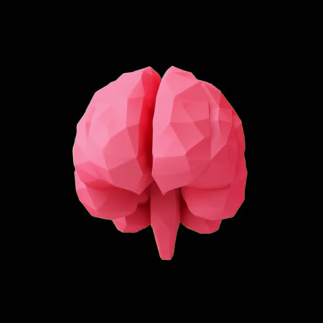 Geometric pink brain illustration animation isolated asset, transparent 4K video, alpha channel