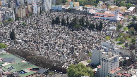 flying over recoleta cemetery mausoleum in buenos aires, argentina