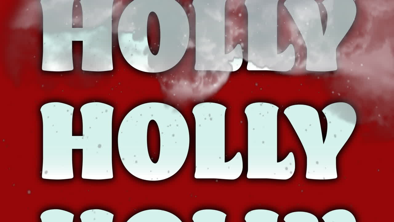 구름 이 있는 겨울 풍경 위 에 있는 크리스마스 축하 문자 의 애니메이션