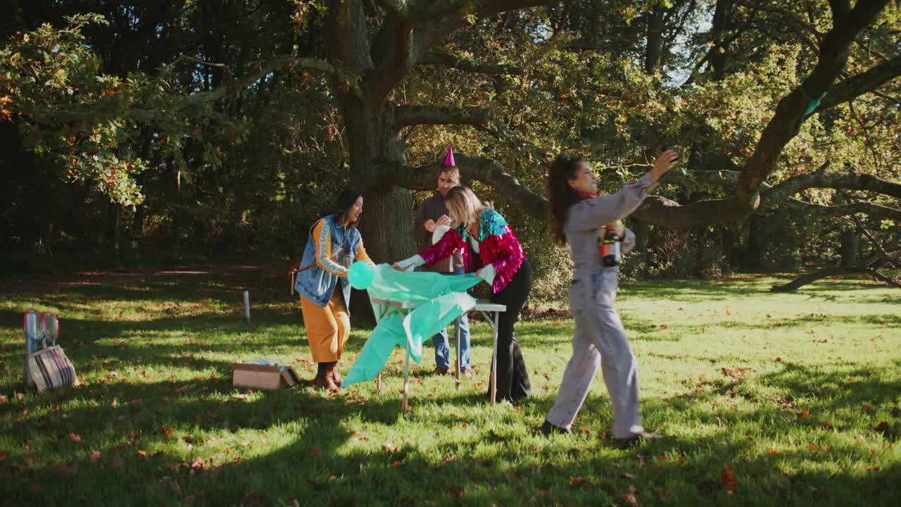 amigos celebrando al aire libre