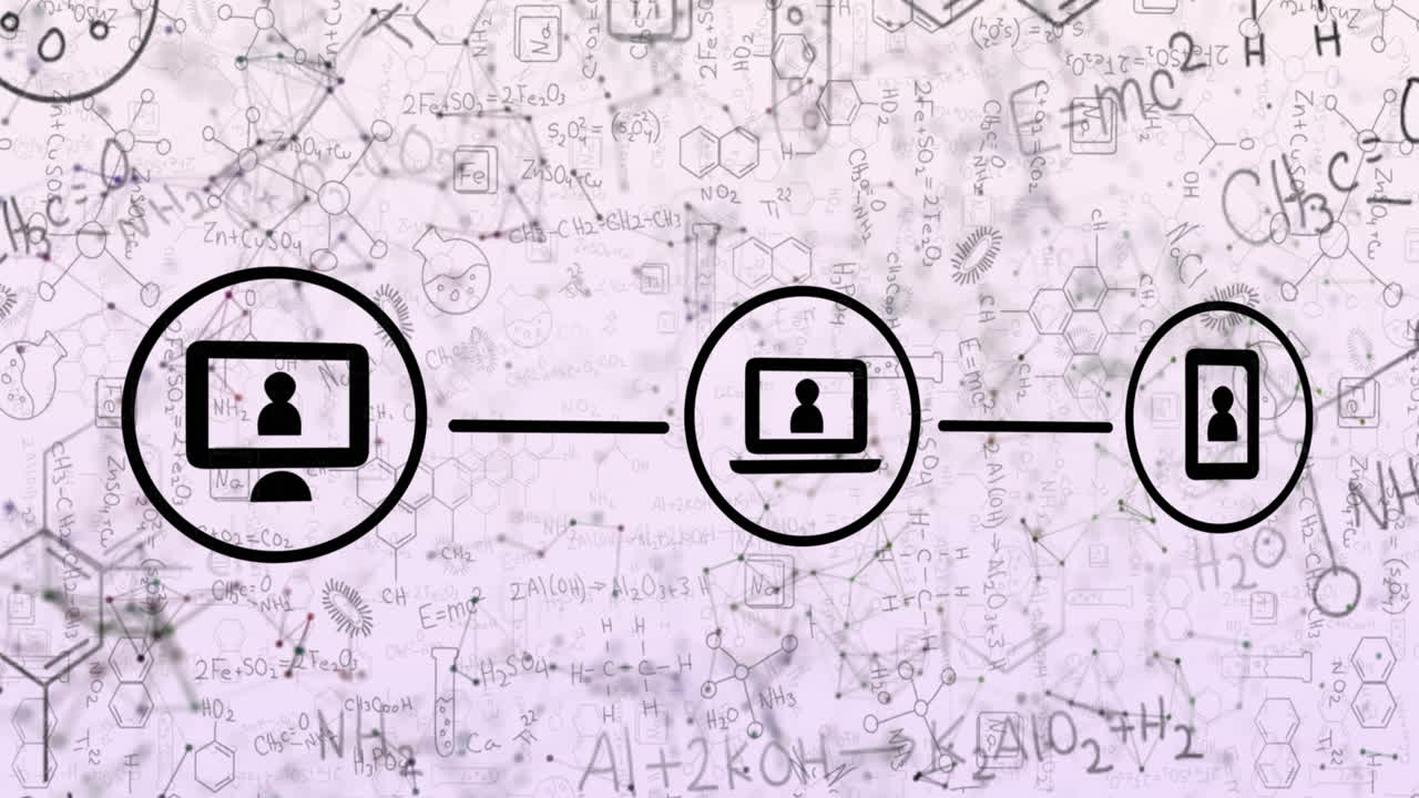 ⁇ 색 배경에 과학 디지털 아이콘의 애니메이션