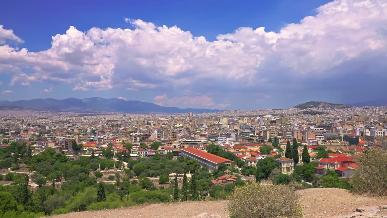 그리스 아테네 시내와 리카베토스 언덕의 파노라마 뷰포인트