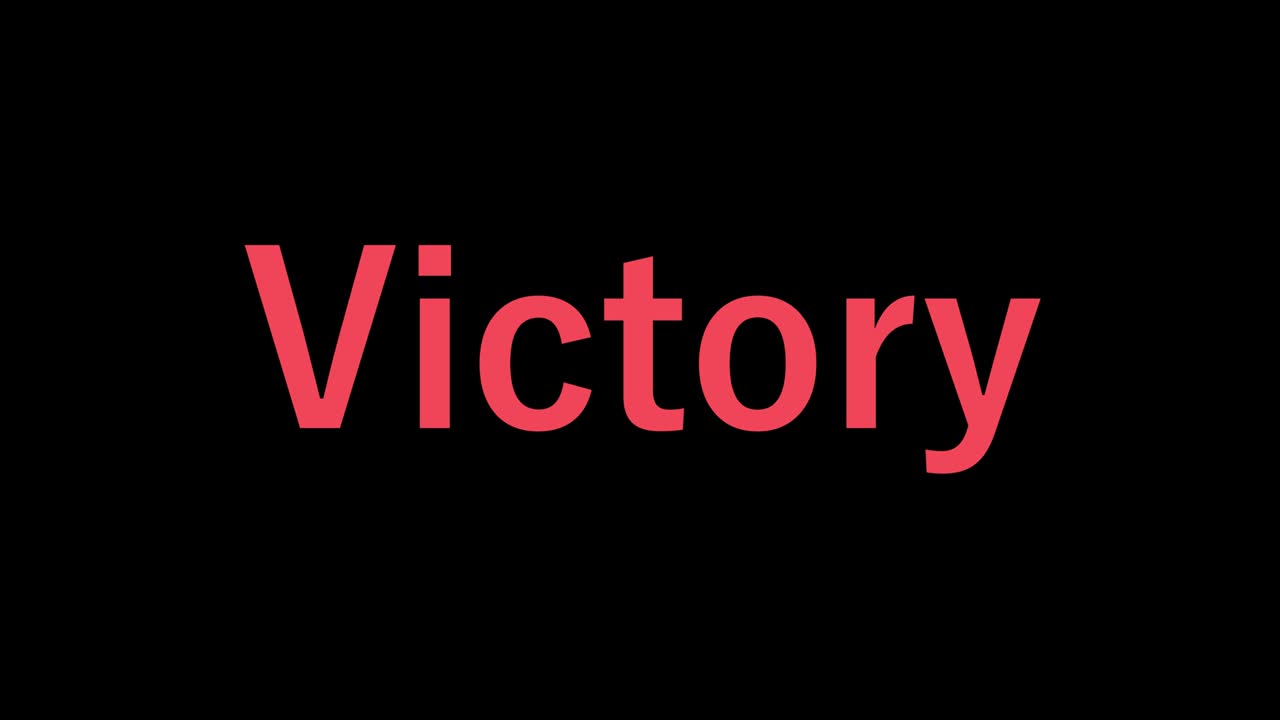 mensaje de animación de texto de victoria gráficos en movimiento