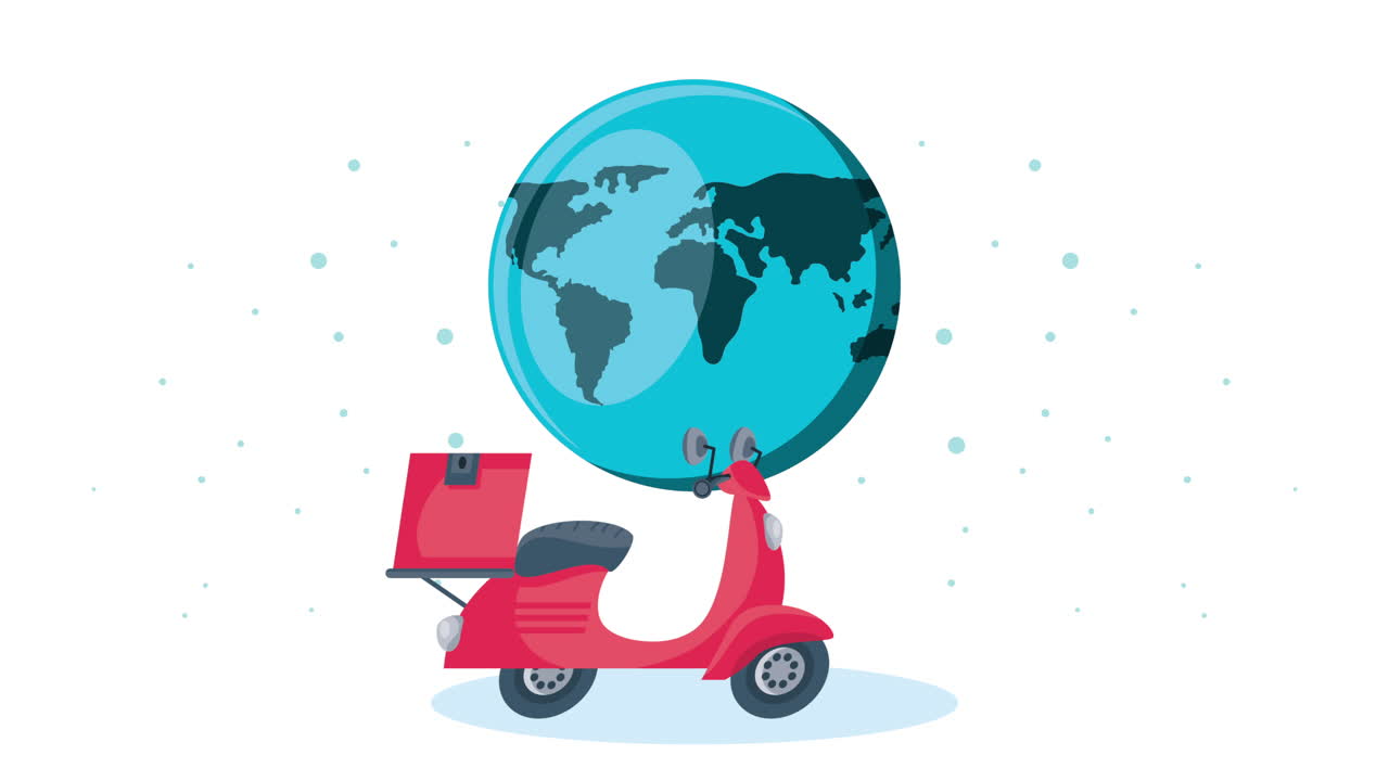 servicio de entrega de motocicletas y animación del planeta tierra