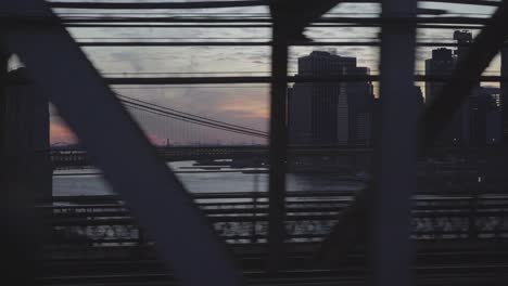 brooklyn bridge in the morning, camera drives quickly onto bridge