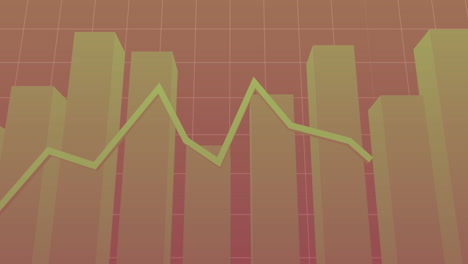 animación del procesamiento de datos estadísticos a través de la red de cuadrícula contra un fondo de gradiente rosa
