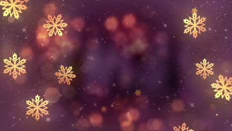 christmas winter background with gold snowflakes