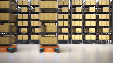 Animation-with-warehouse-industry-autonomic-robots-carrying-a-shelves-with-cardboard-boxes.-Fully-automatic-unmanned-system-of-cargo-distribution.-Computer-coordinated-efficient-logistic-process.-4K.