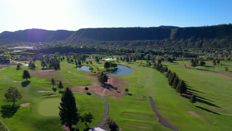 Aerial-View-Over-Golf-Course-in-Durango,-Colorado-During-Summer