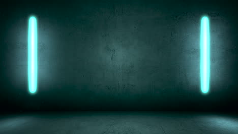 cámara de movimiento de animación y luces de neón brillantes en el fondo de la pared en el club