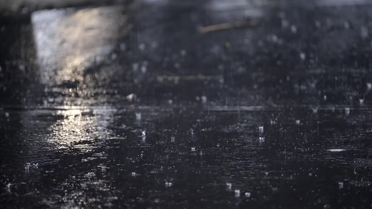 Slow Motion Night Raindrops, Moody Ambiance