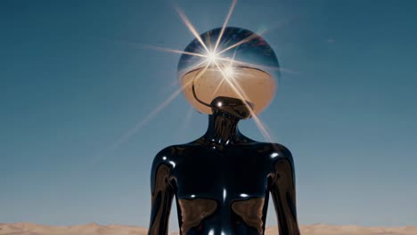 alien in desert landscape