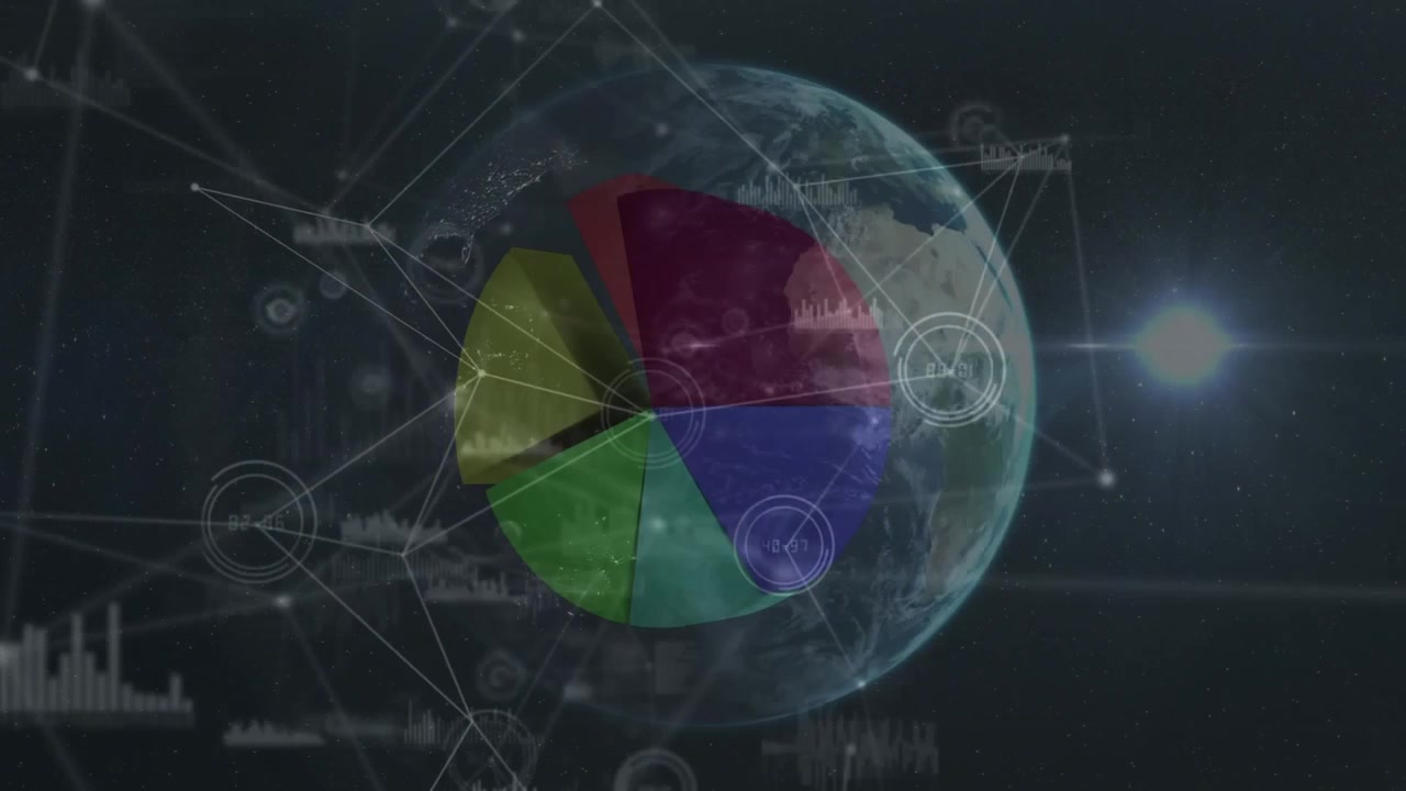 Animation eines Verbindungsnetzwerks mit Datenverarbeitung auf dunklem Hintergrund