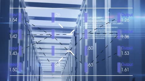 animation of numbers and data processing over computer servers