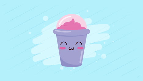 cute kawaii ice cream cup illustration