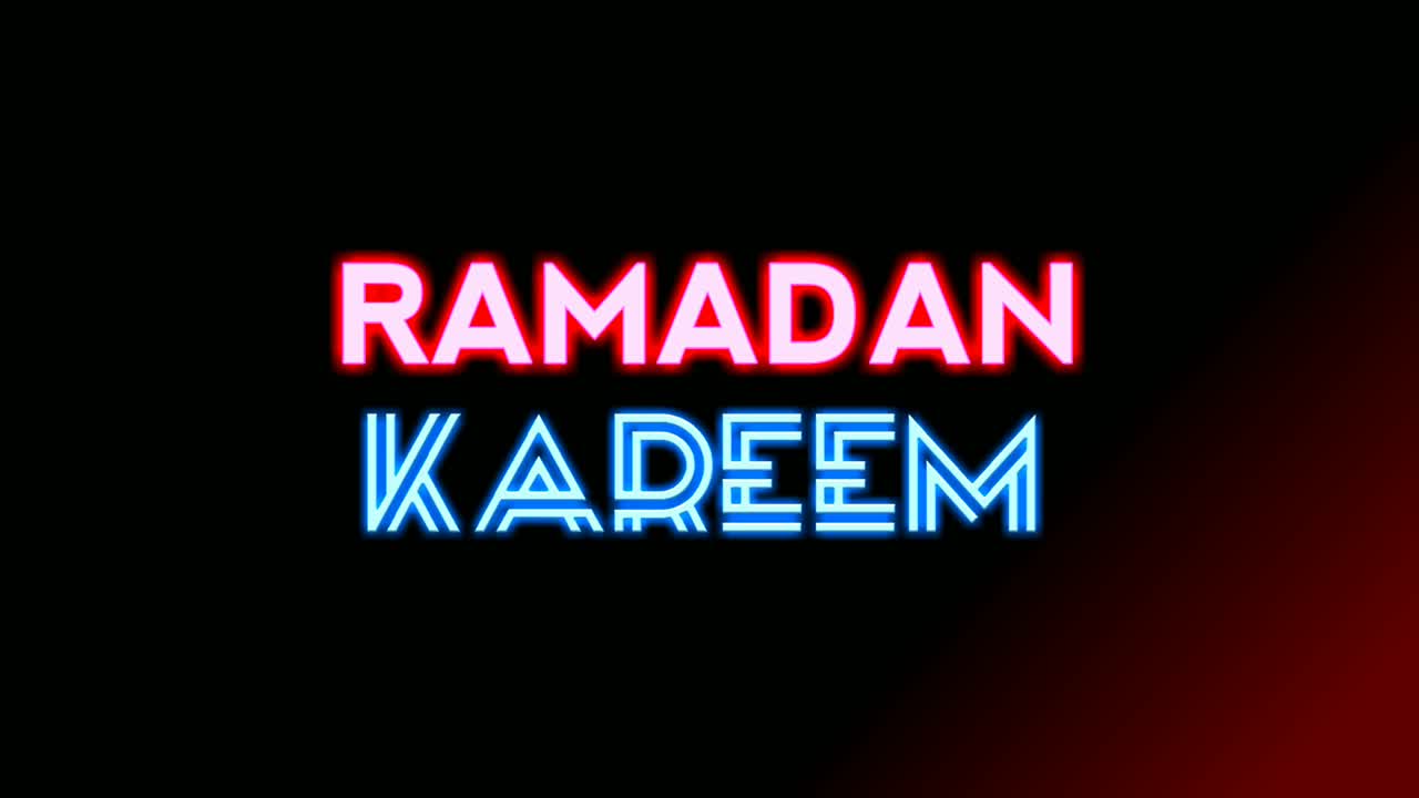 Neon sign lights Ramadan Kareem text animation on black background ,Glowing, blinking Ramadan Kareem neon text background Ramadan Kareem concept, 4K Animation 