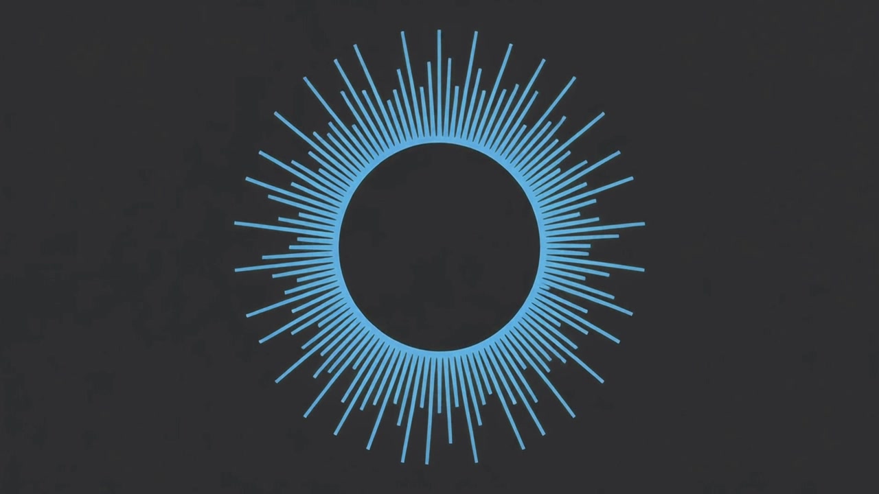 Animated Blue Circular Audio Waveform Expanding on Dark Background