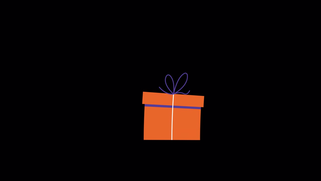 Animated Orange Gift Box with Purple Ribbon Shaking