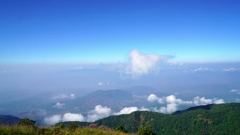 timelapse beautiful mountain layer with clouds and blue sky at kew mae pan nature trail in chiang mai, thailand