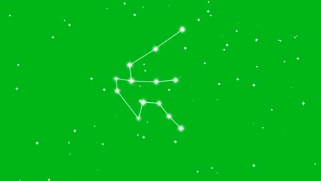 representation of zodiac sign aquarius with twinkling stars on green screen background