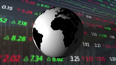 Animation-of-statistical-and-stock-market-data-processing-against-spinning-globe