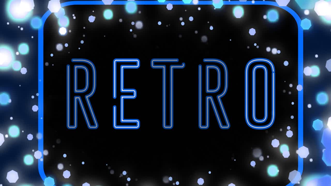 레트로 네온 텍스트와 크리스마스 요정 불빛의 애니메이션