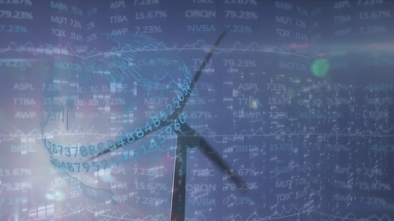 이것은 주식 시장 숫자와 그래프를 가진 주식 시장 디스플레이의 애니메이션입니다.