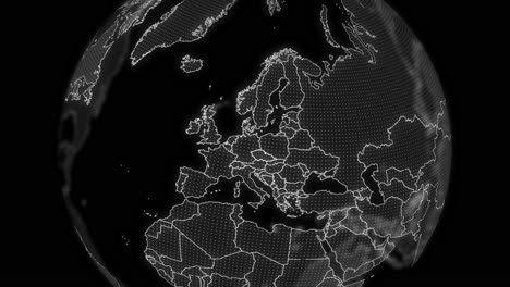 Czech-Republic-Country-alpha-for-editing-Data-analysis-Technology-Globe-rotating,-Cinematic-video-showcases-a-digital-globe-rotating,-zooming-in-on-Czechia-country-alpha-for-editing-template