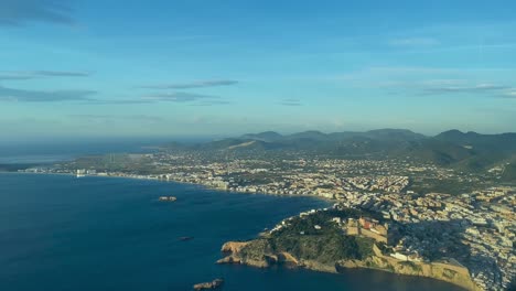 ibiza old town in a winter morning from a cockpit