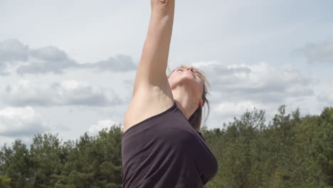 Close-up-of-beautiful-woman-doing-series-of-yoga-exercises